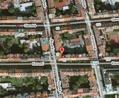 Letecká mapa oblasti sídla Mapa